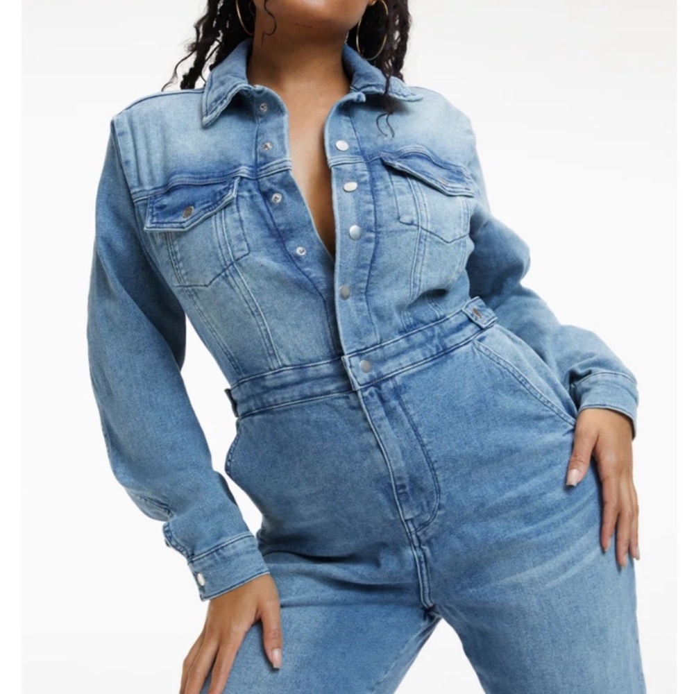 Good American Blue Denim Overalls
